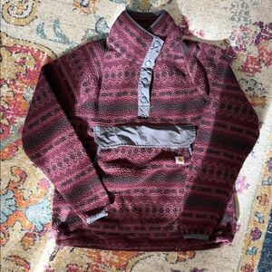 Carhartt Burgundy and Gray Patterned Sweatshirt